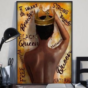 Canvas Wall Art Home Decor Black Queen Brown Strong Smart Beauty Queen Natural CA299