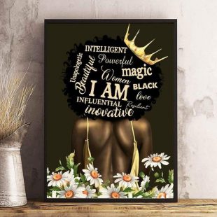 Canvas Wall Art Home Decor Black Queen I Am Influential Beautiful Intelligent Powerful CA300