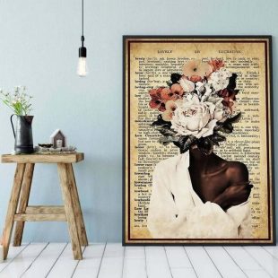 Canvas Wall Art Home Decor Black Queen Angel Art Black Women With Flowers CA298