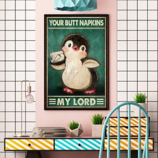 Canvas Wall Art Home Decor Funny Penguin Your Butt Napkins My Lord Canvas CA309