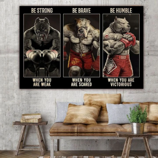 Canvas Wall Art Home Decor Pitbull Boxing Be Strong Canvas CA315