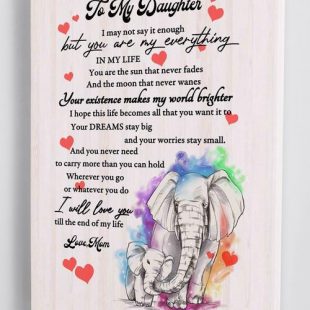 Canvas Wall Art Home Decor Gift For Daughter From Mom – You Are My Everything Elephant Mom And Daughter CA273